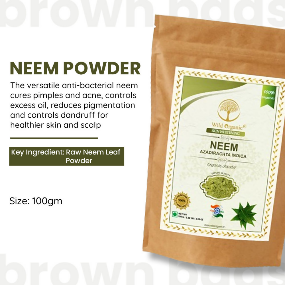 Wild Organic Neem Leaf Powder For Face And Hair Pack