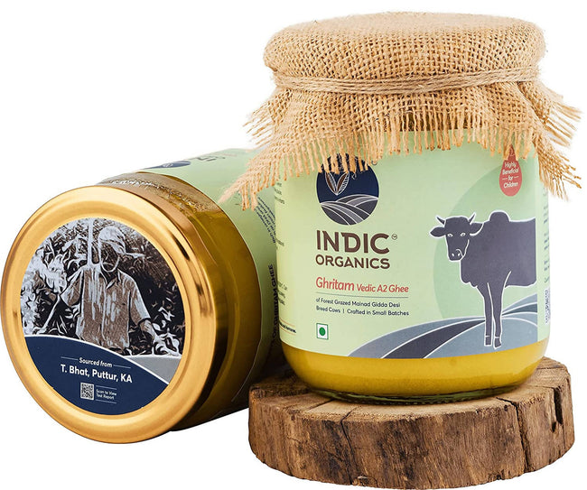 Indic Organics Forest Grazing Malnad Gidda Desi Cow's A2 Ghee | Pure Desi Cow Ghee | Cultured Premium Ghee Hover Image