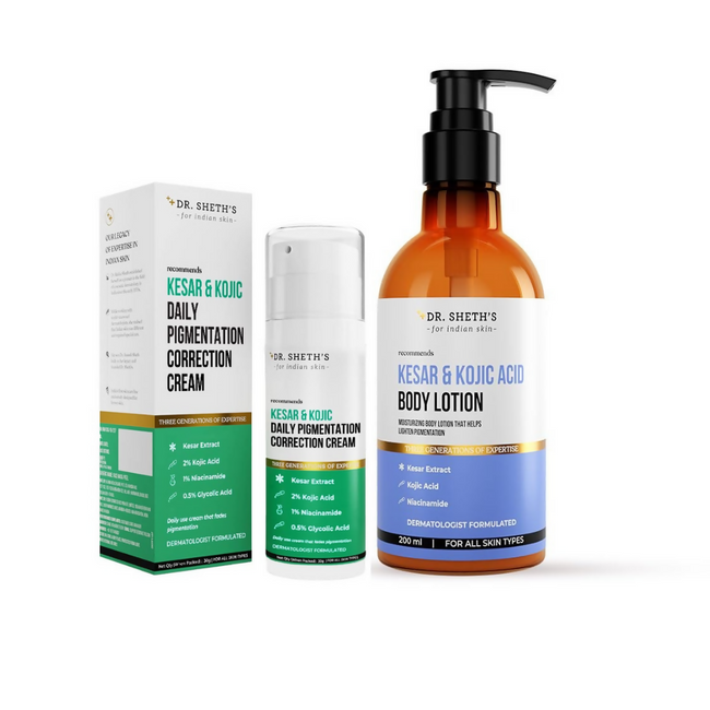 Dr. Sheth's Kesar & Kojic Acid Daily Pigmentation Correction Face Cream & Body Lotion Hover Image