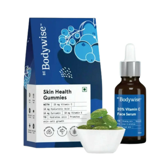 BeBodywise 20% Vitamin C Face Serum & Skin Health Gummies For Skin Glow Hover Image