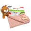 Nesta Toys Newborn Gift Set - Knitted Cotton Blanket, Lion Plush Toy, Elephant & Car Teether