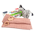 Nesta Toys Newborn Gift Set - Knitted Cotton Blanket, Zebra Plush Toy, Elephant & Car Teether