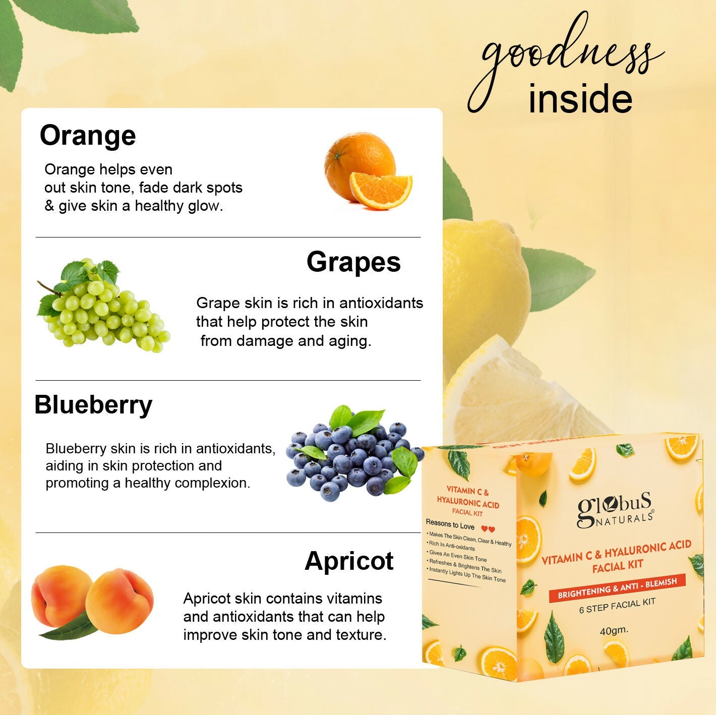 Globus Naturals Vitamin C & Hyaluronic Acid Facial Kit