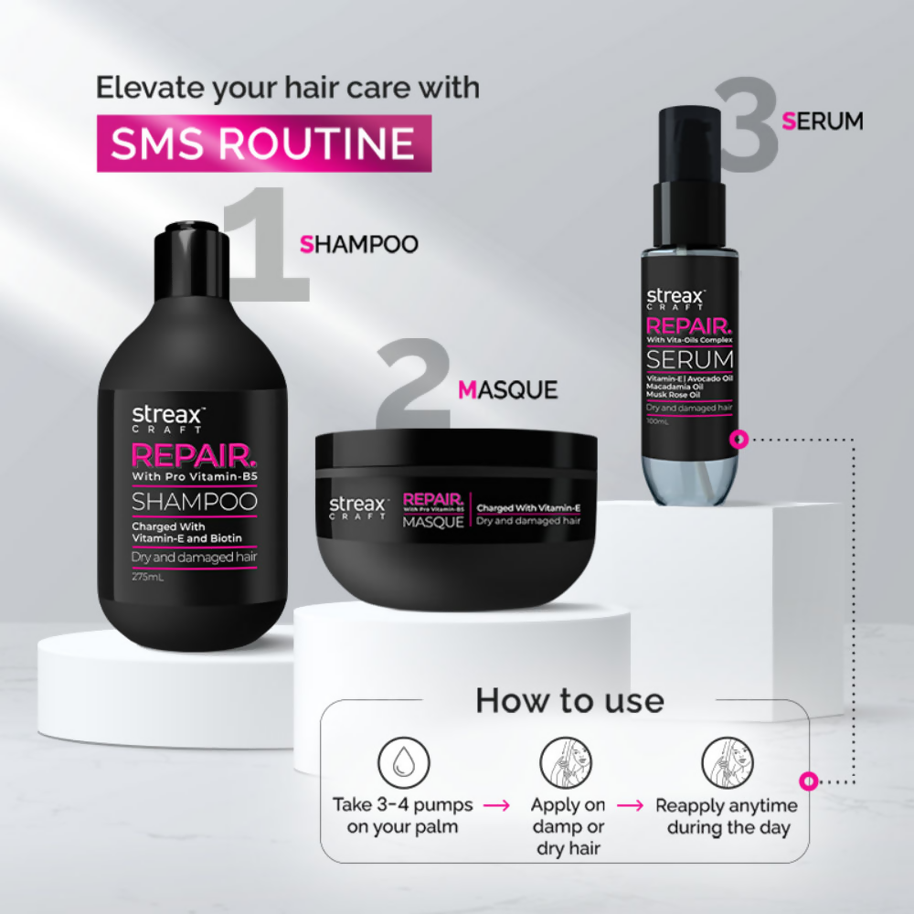 Streax Craft Repair Hair Serum For Dry and Damaged Hair Repair With Vita-Oils Complex