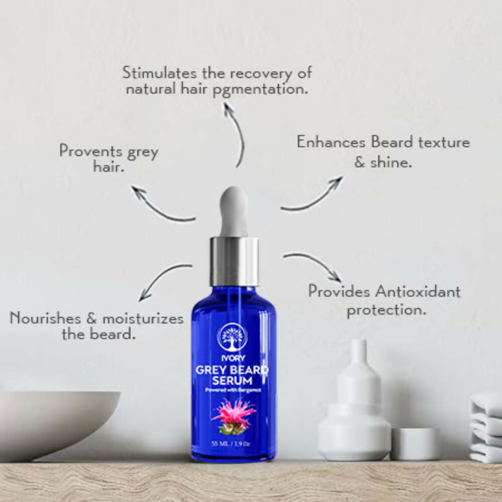 Ivory Natural Greys Beard Serum Restore Natural Black Color Of Grey White Beard