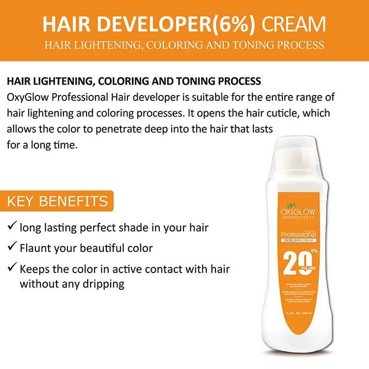 Oxyglow Herbals Professional Hair Color Developer - 20 Volume (6%) Orange