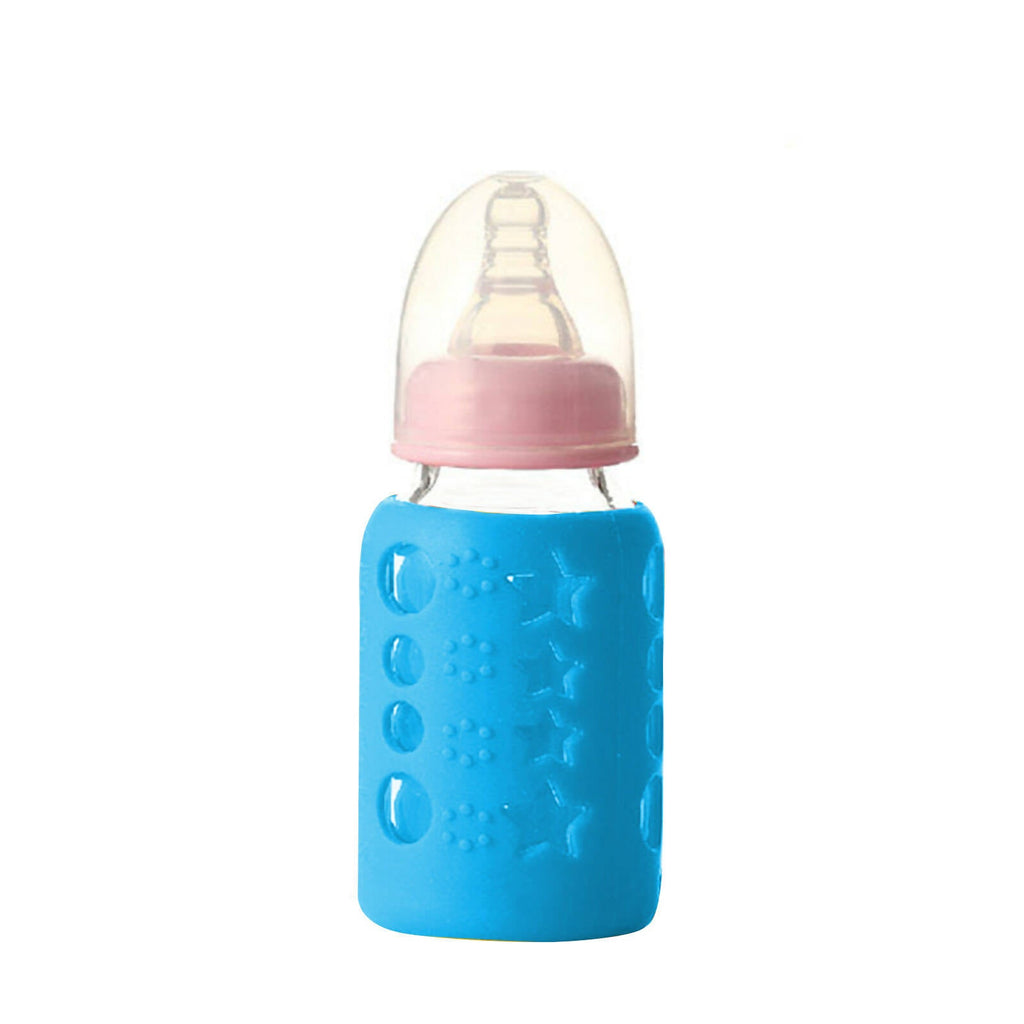 Safe-O-Kid Silicone Baby Feeding Bottle Cover Cum Sleeve for Insulated Protection 120mL- Blue