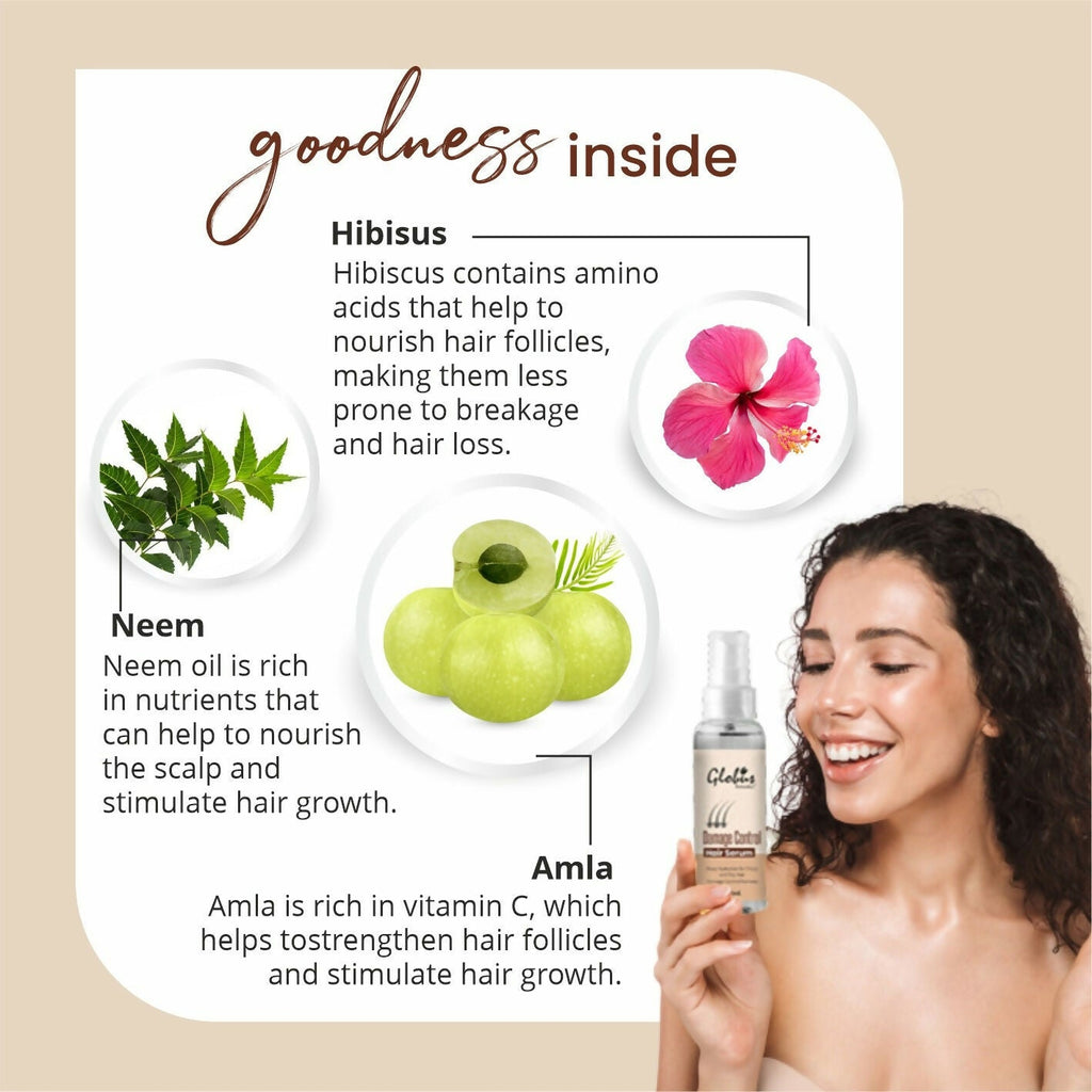 Globus Remedies Damage Control Hair Serum, For Frizzy Hair, Smoothens Rough Ends, Adds Instant Shine,100ml