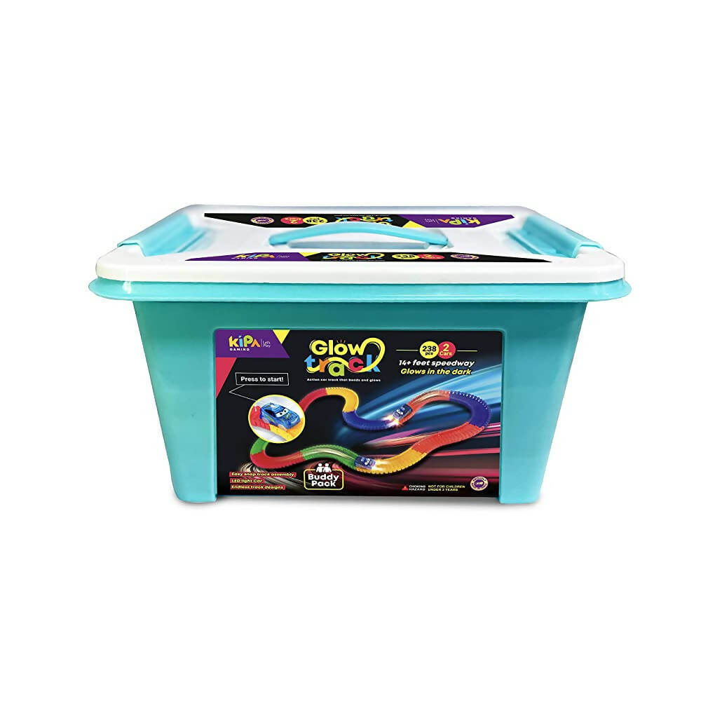 Kipa 2 Magic Race car with 238 Bend Flex and Glow Tracks, Plastic Magic 14 Feet Long Flexible Tracks Car Play Set for Kids (Multi Color)