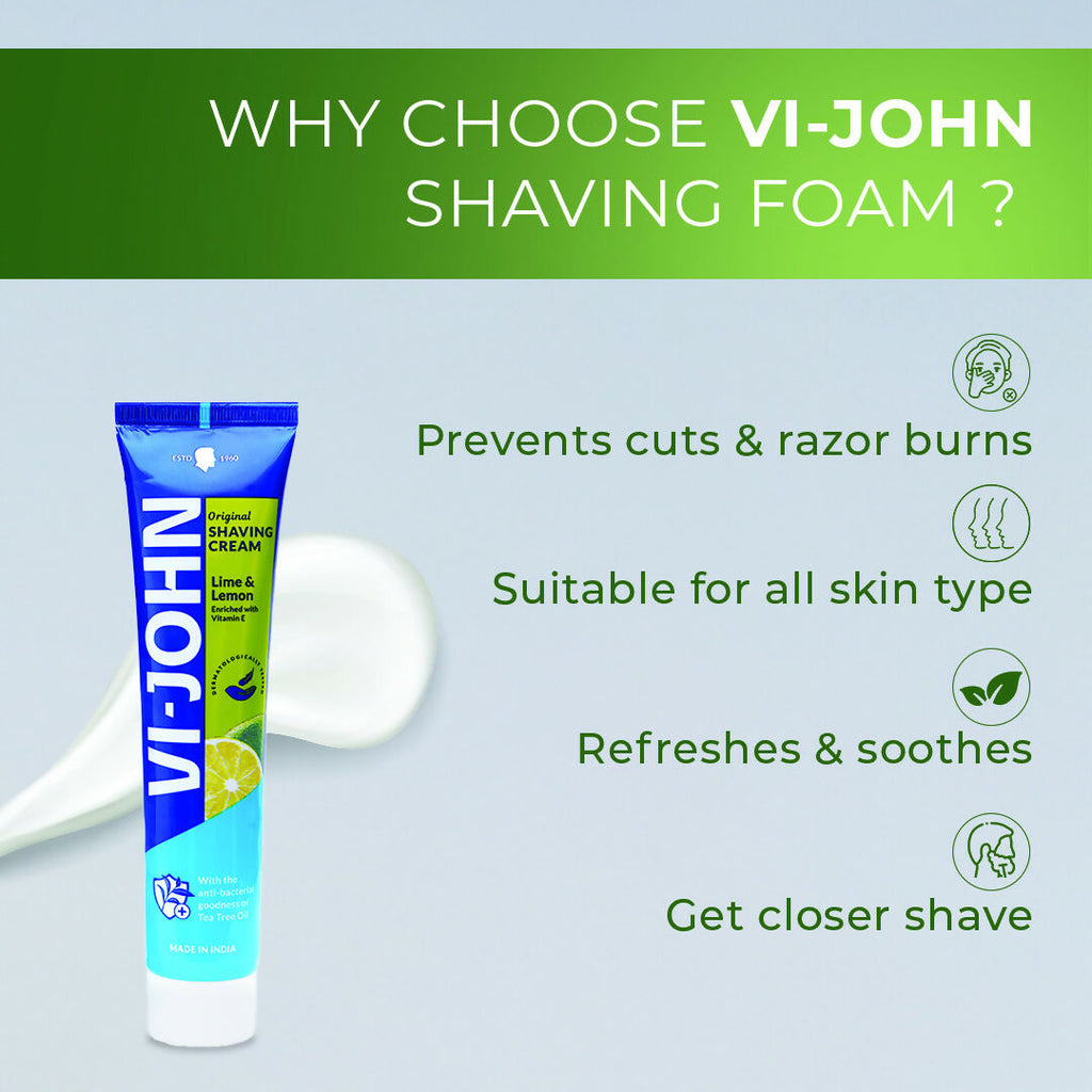 VI-JOHN Dermatologically Tested Vitamin-E enriched Anti Bacterial Lime & Lemon Shaving Cream