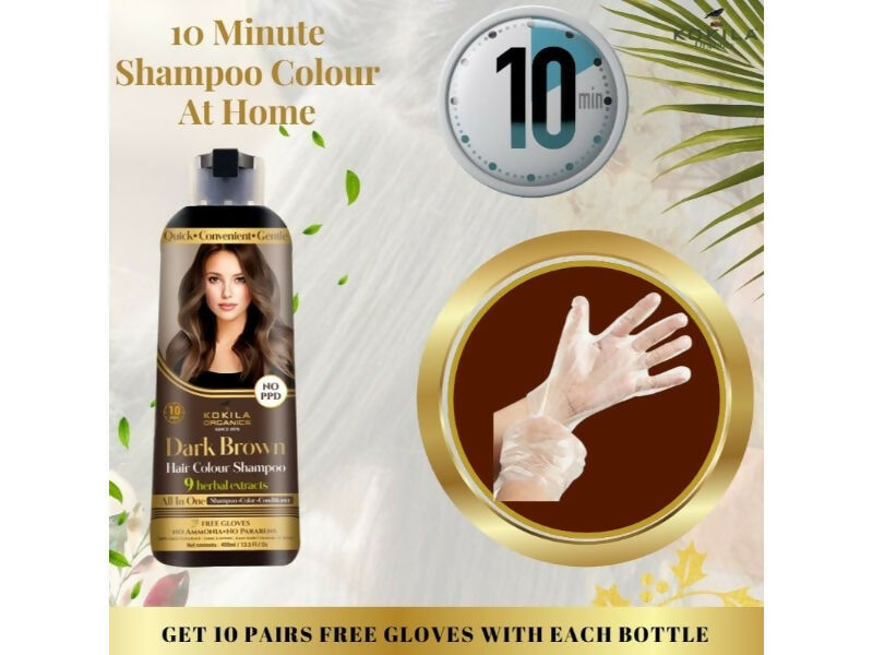 Kokila Organics Hair Color Shampoo With Natural Extracts - Dark Brown