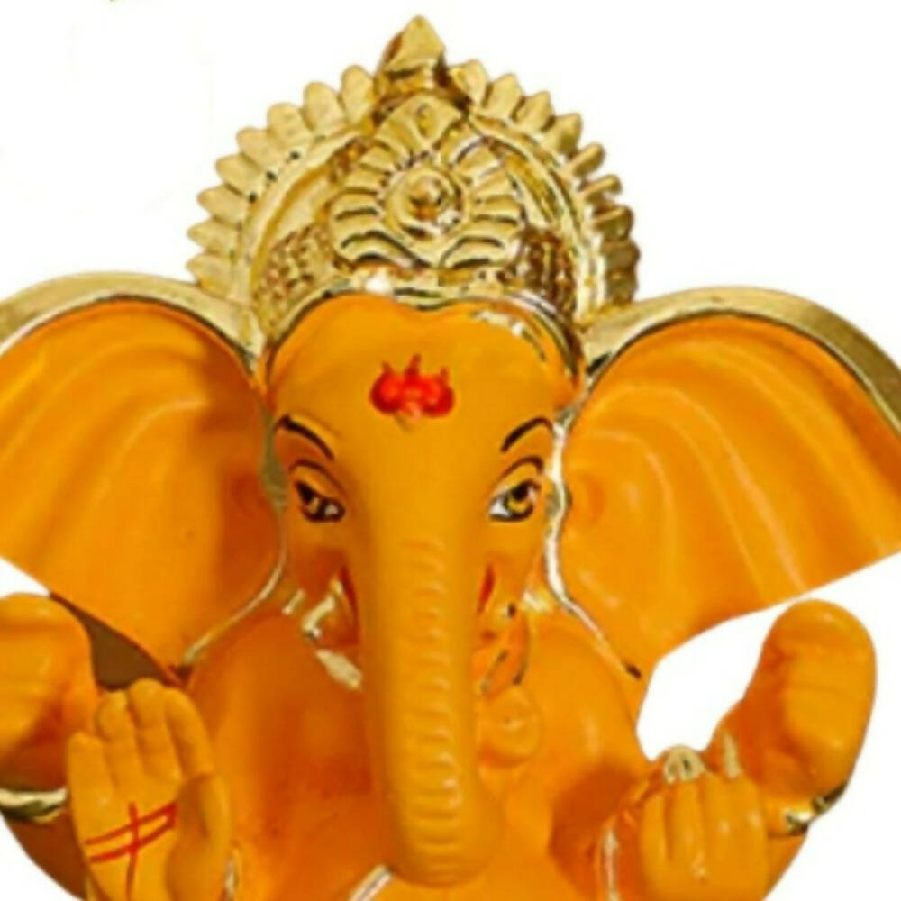 Tamas Gold-Polished Gaj Karna Ganesh Idol Orange & gold Color