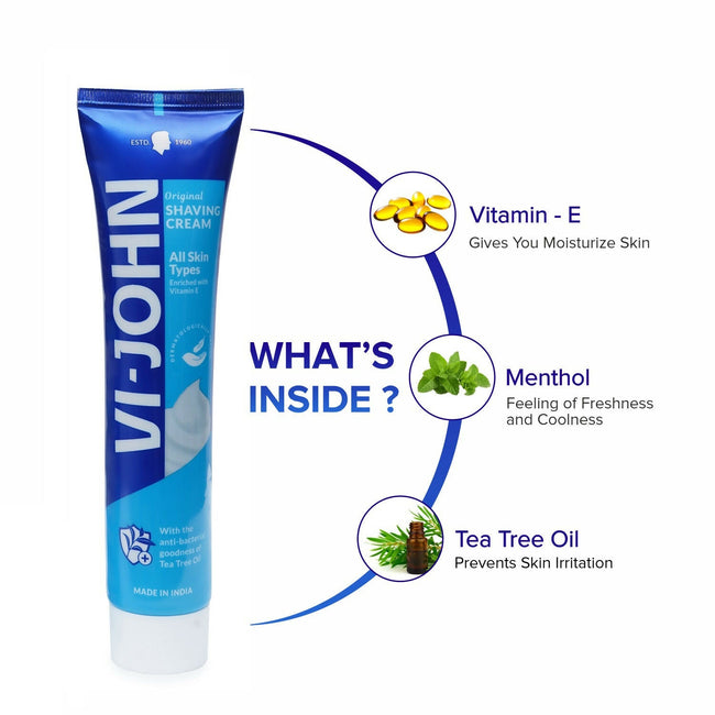 VI-JOHN Dermatologically Tested Vitamin-E enriched Anti Bacterial All Skin Type Shaving Cream Main Image
