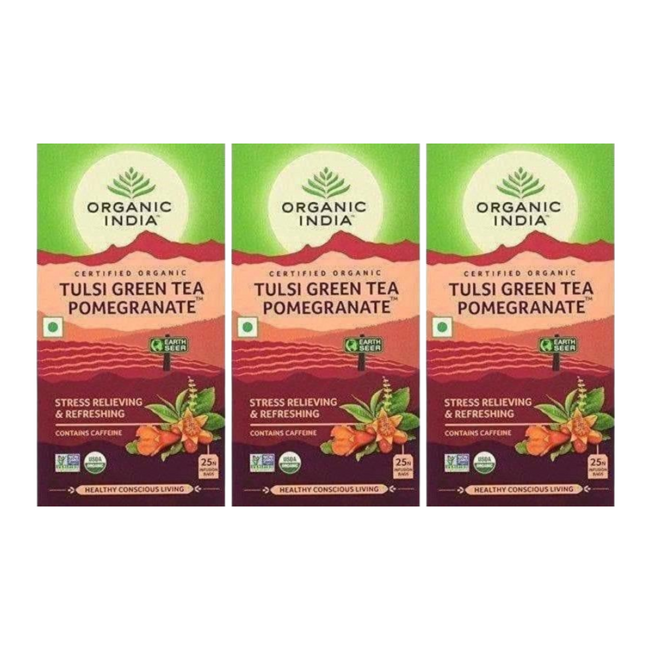 Organic India Tulsi Green Tea, Pomegranate, 25 Tea Bags Main Image