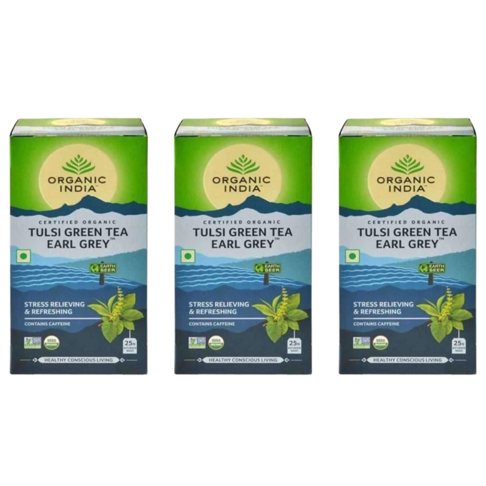 Organic India Tulsi Green Tea Earl Grey 25 Tea Bags
