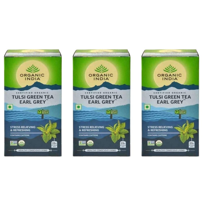 Organic India Tulsi Green Tea Earl Grey 25 Tea Bags Main Image