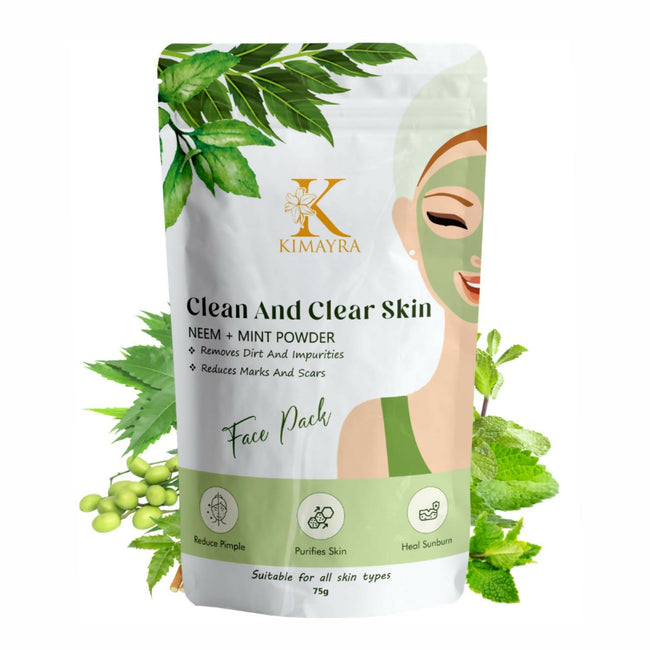 Kimayra Organic Neem + Mint Face Pack Powder For Clean & Clear Skin, Help In Reduce Pimple/Acne, Marks & Scars Main Image