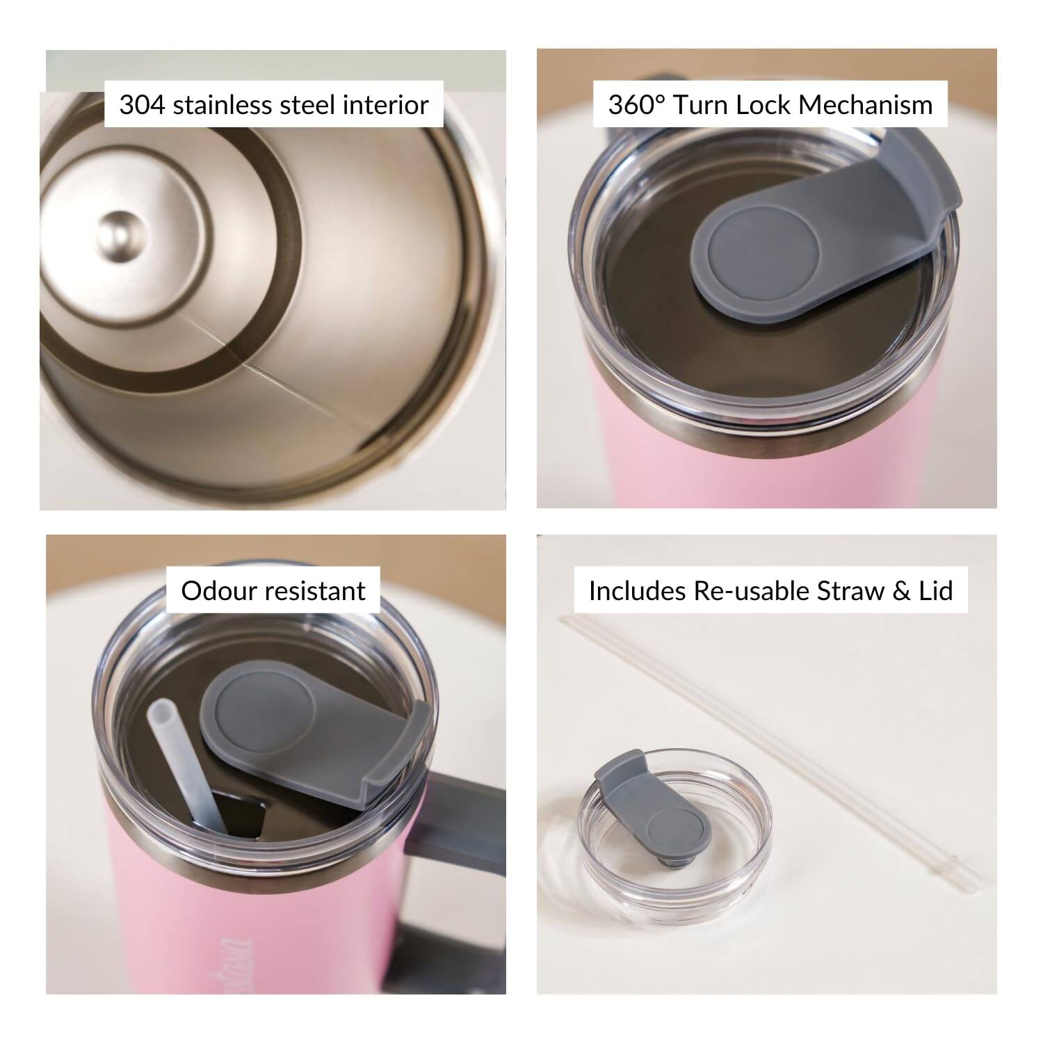 Nestasia Tumbler with Handle Straw & Lid - 1.2L (Pink)