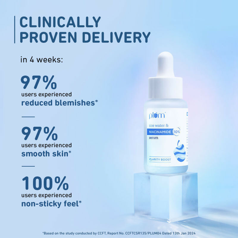 Plum 10% Niacinamide Brightening Face Serum With Rice Water - Fades Blemishes & Dark Spots, Beginner Friendly