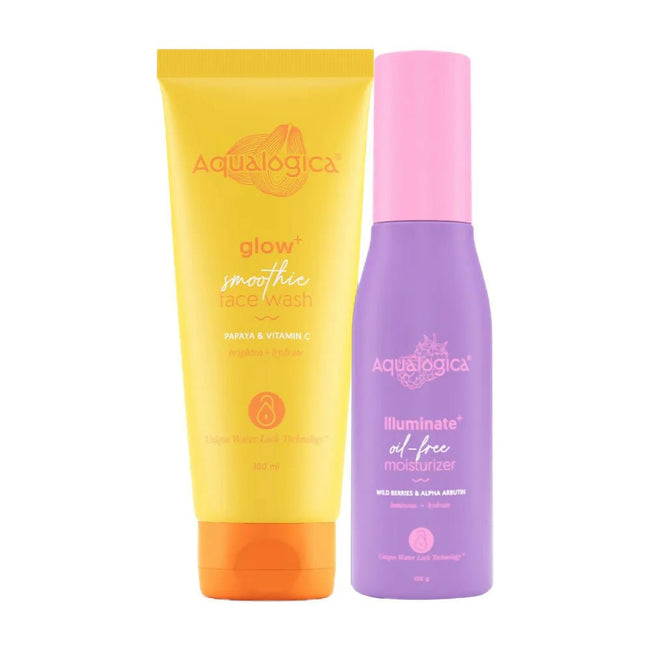 Aqualogica Glow Smoothie Face Wash + Illuminate Oil Free Moisturizer Skin Combo Hover Image
