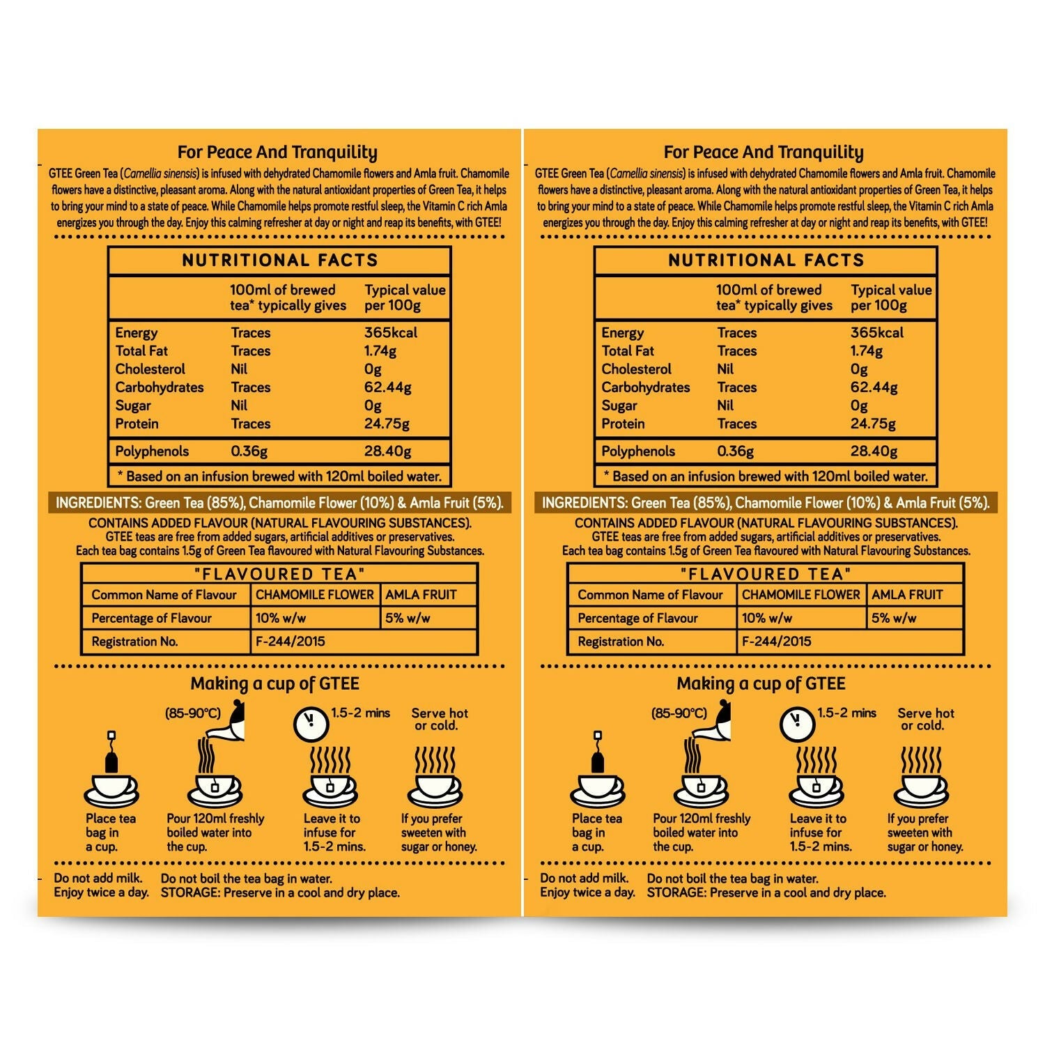 Gtee Chamomile Green Tea Bags for Stress Relief and Good Sleep