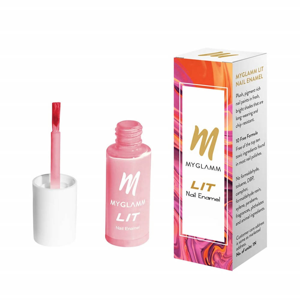 MYGLAMM LIT Nail Enamel - Crushing - Punch Pink Shade (7 Ml)