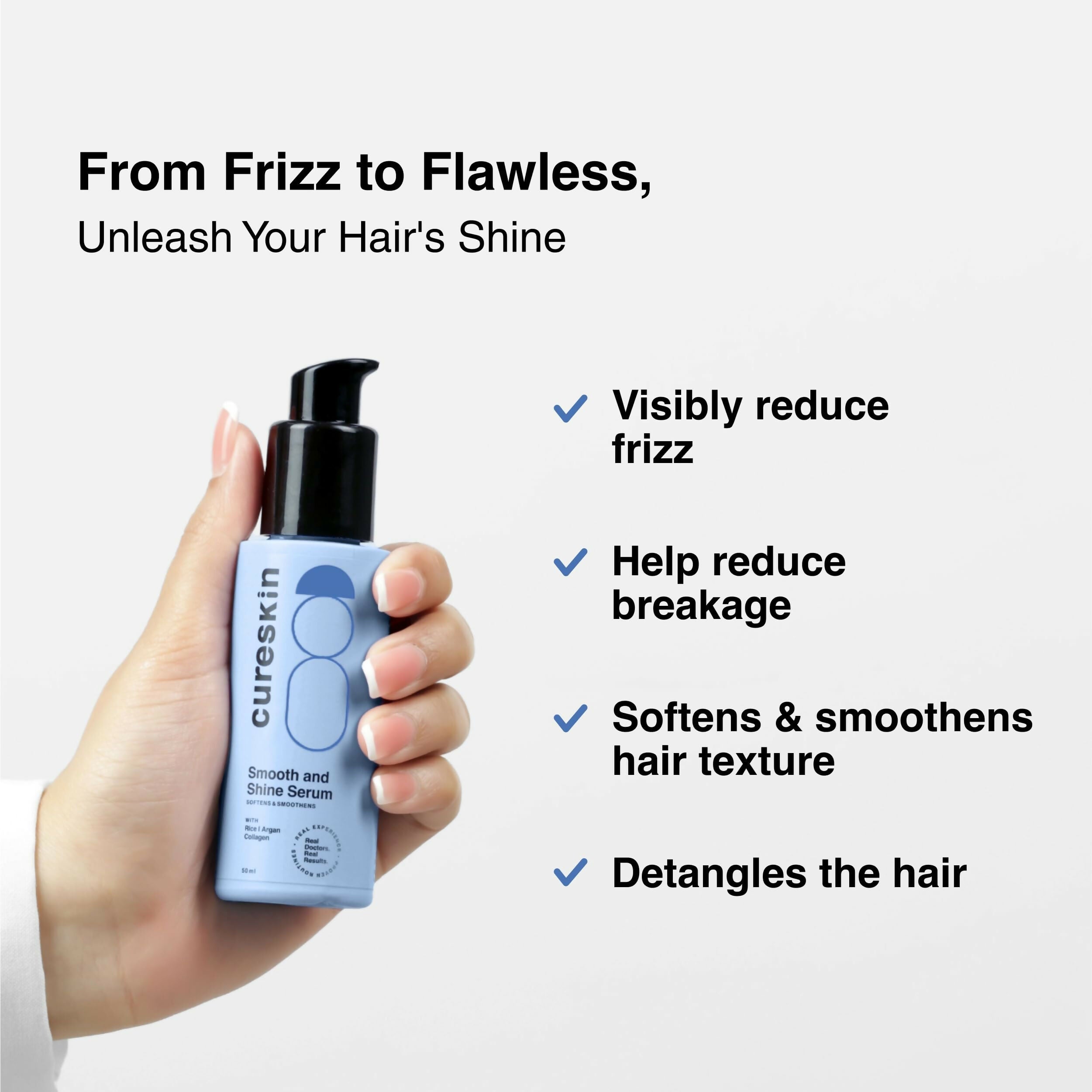 Cureskin Smooth and Shine Hair Serum Helps Reducing Hair Breakage, Frizz