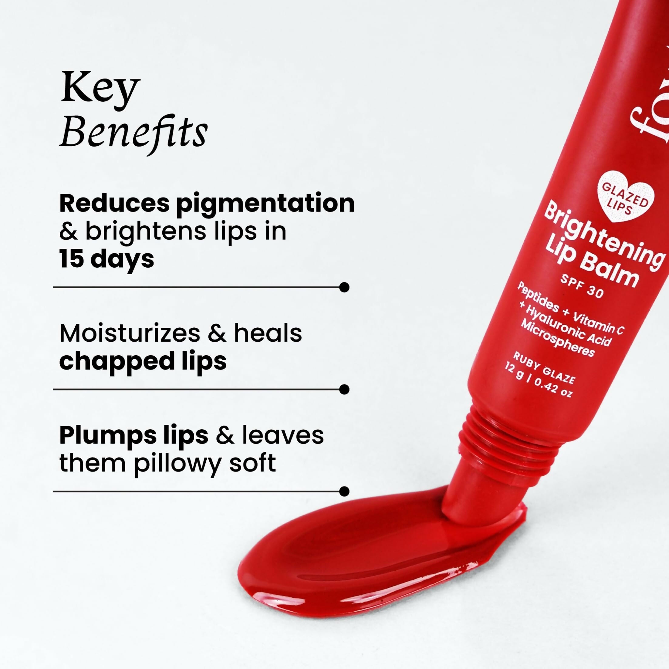 Foxtale Brightening SPF 30 Lip Balm - Ruby Glaze (Blueberry), Brightens Lips, Reduces Pigmentation