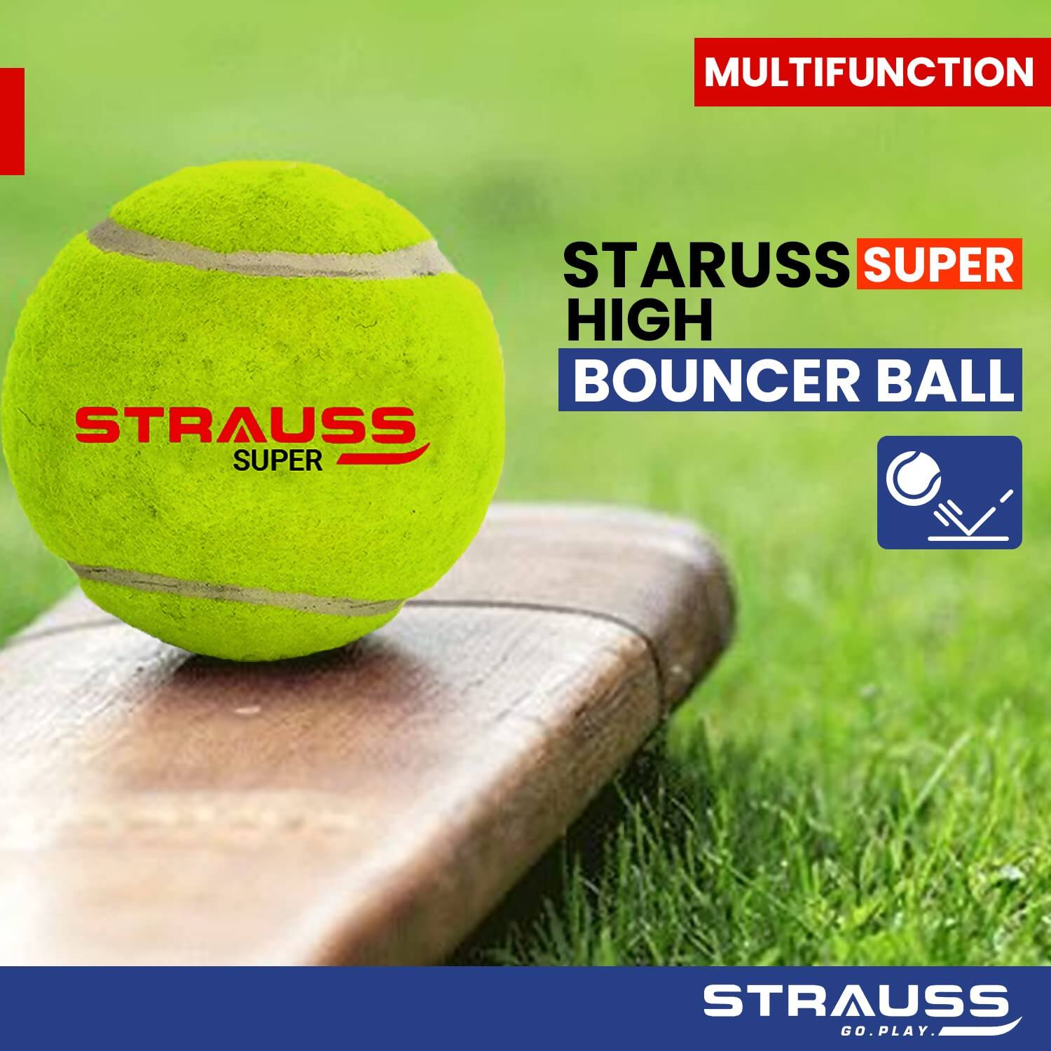 Strauss Cricket Tennis Balls - Yellow (Pack of 6)