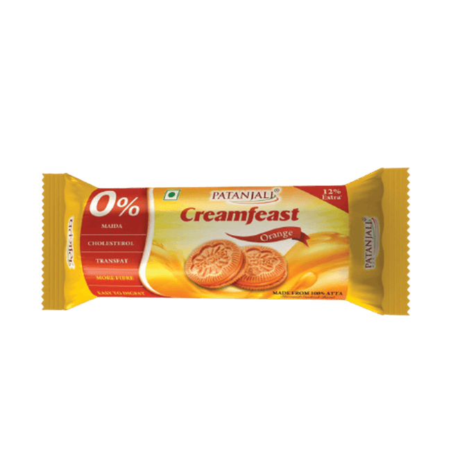 Patanjali Cream Feast Orange Biscuits (Pack of 10) Main Image