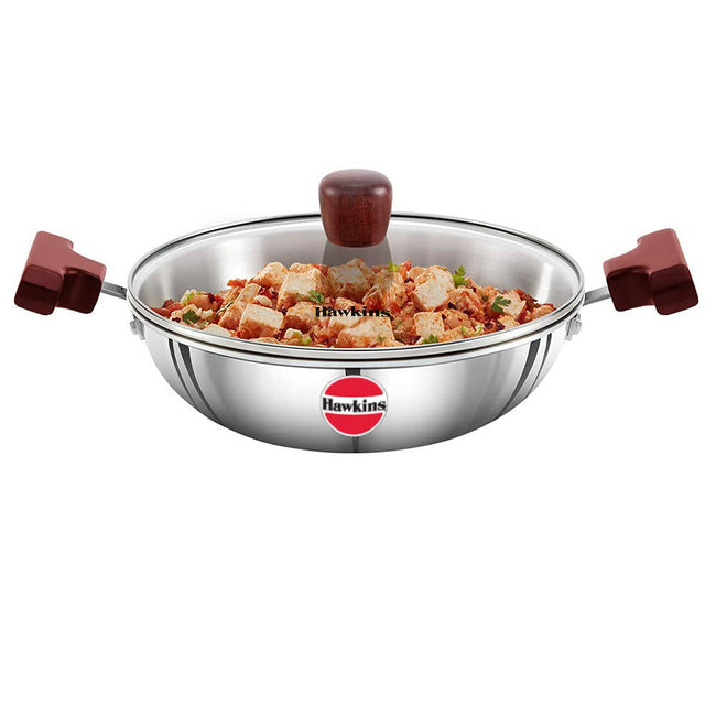 Hawkins Tri-Ply Stainless Steel Deep-Fry Pan with Glass Lid Silver (SSD15G) Hover Image