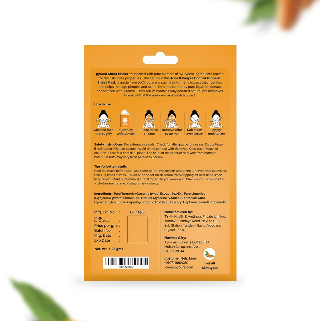 Pyoura Turmeric Infused Face Sheet Mask