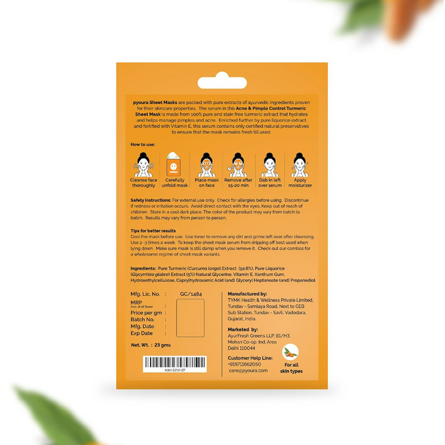 Pyoura Turmeric Infused Face Sheet Mask Main Image