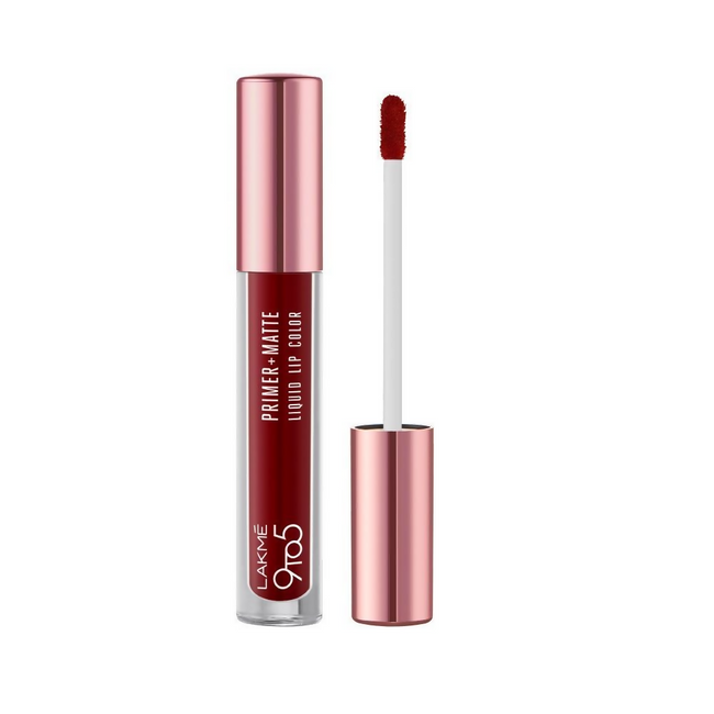 Lakme 9to5 Primer + Matte Liquid Lip Color - MR4 Deepmaroon Hover Image