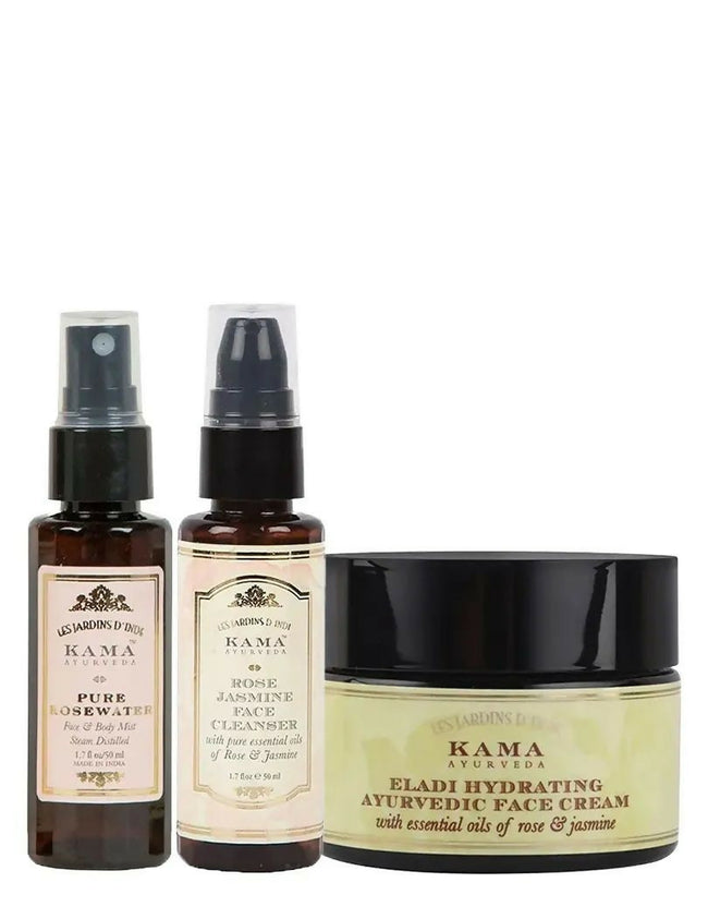 Kama Ayurveda Hydrating Summer Skin Combo - Rose Water, Rose & Jasmine Cleanser & Eladi Face Cream Hover Image