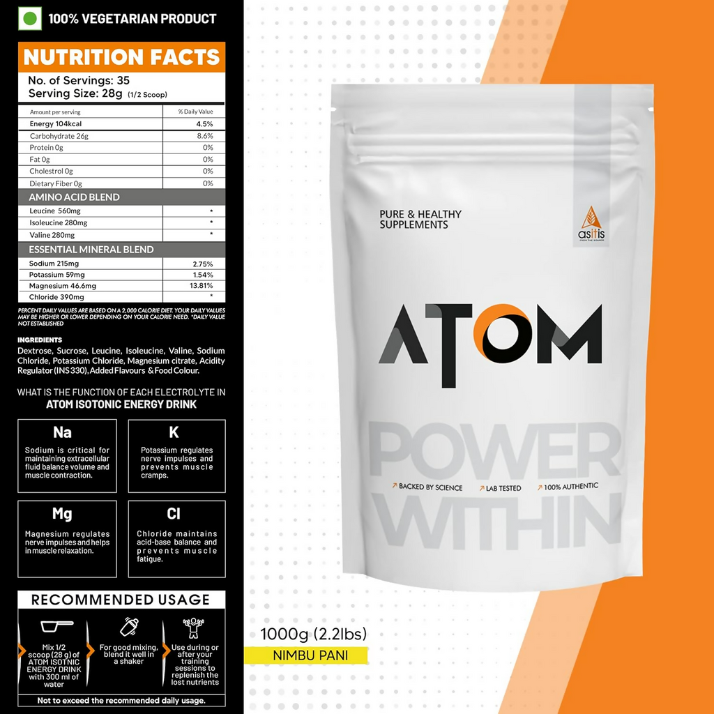 As-It-Is Atom Isotonic Energy Drink Nimbu Pani Flavor