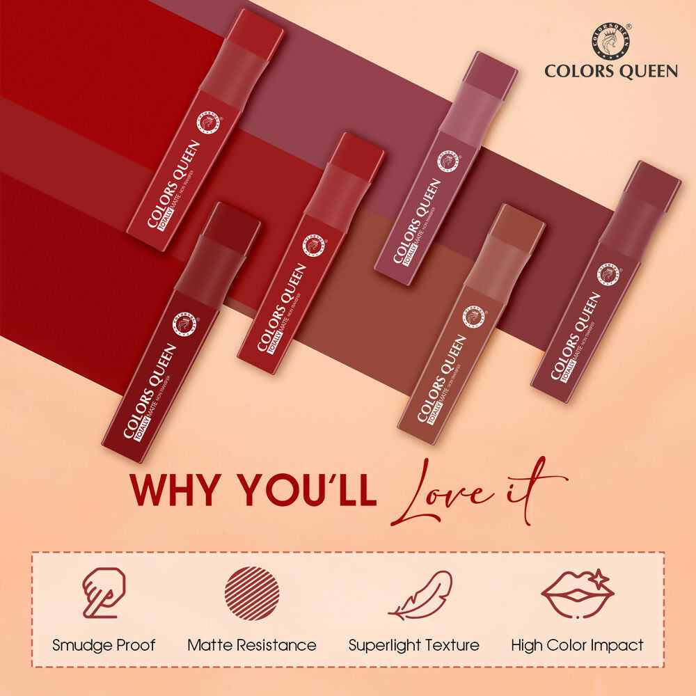 Colors Queen Totally Matte Liquid Lipstick - Pinky Spice