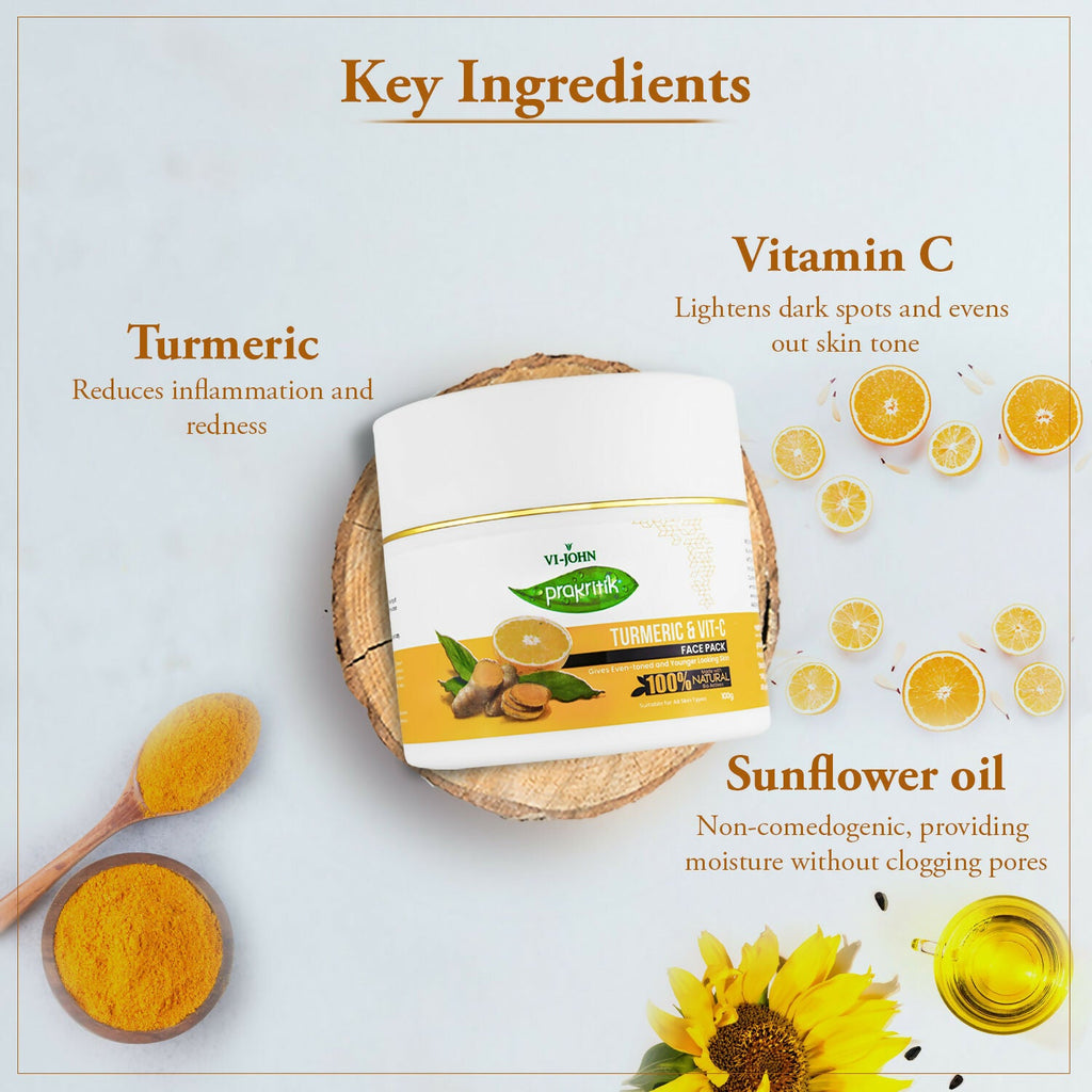 VI-JOHN Prakritik Vitamin C & Turmeric Face Pack Fades Dark Spots, 100% Natural Bio Actives