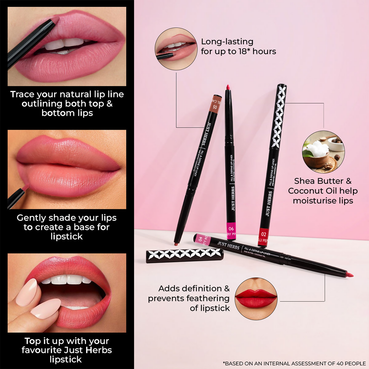 Just Herbs Fill & Define Lip Liner - Fiery Pink