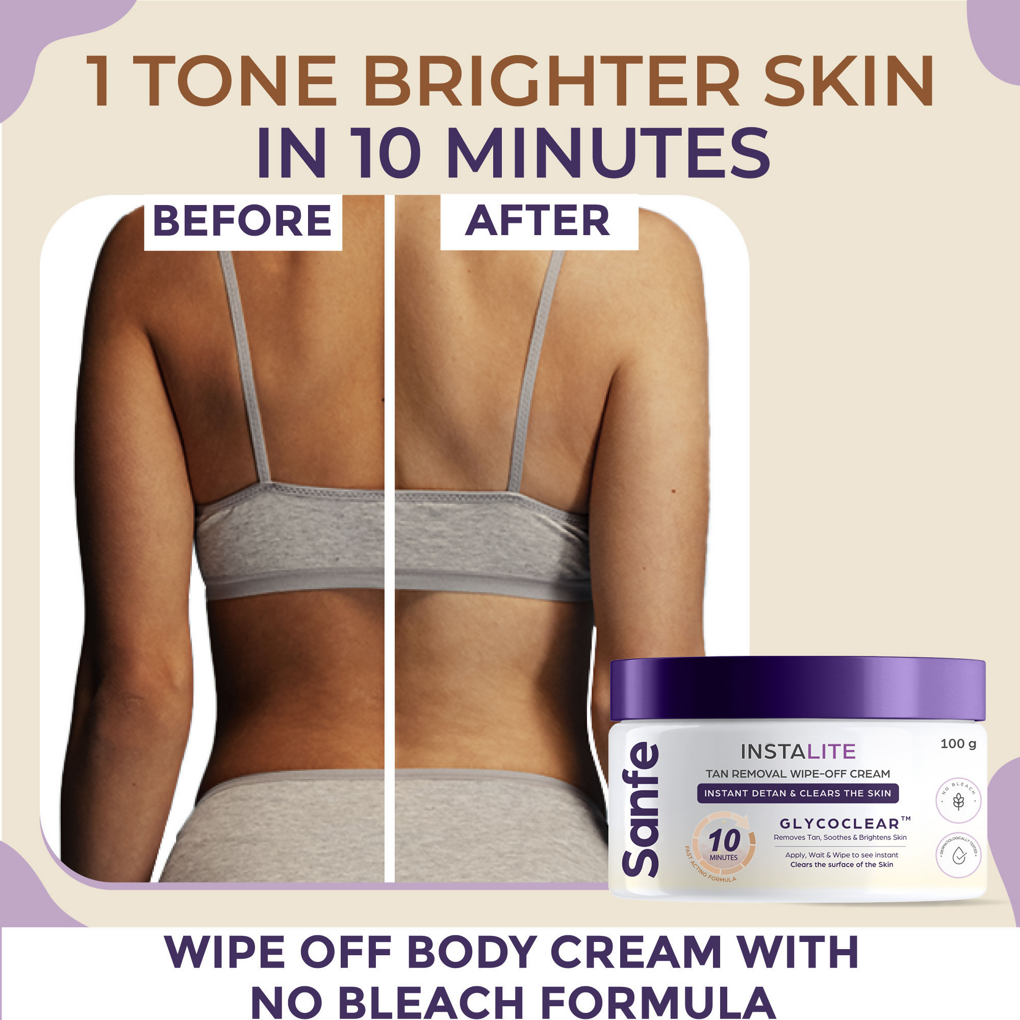 Sanfe Instalite Detan Wipe Off Body Cream