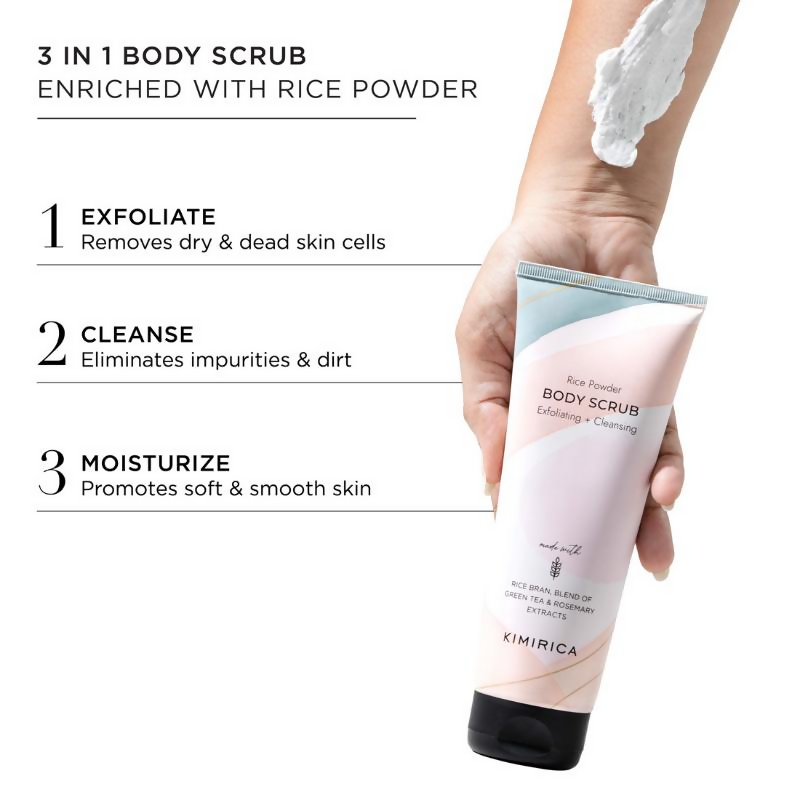 Kimirica Rice Powder Body Scrub Exfoliating + Cleansing For Soft & Smooth Skin