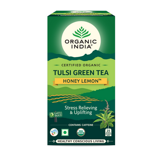 Organic India Tulsi Green Tea Honey Lemon Teabags Main Image