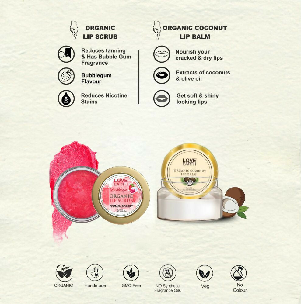 Love Earth Lip Saviour Kit for Skin Hydration & Moisturization, Chapped Lips With Bees Wax And Cocoa Butter