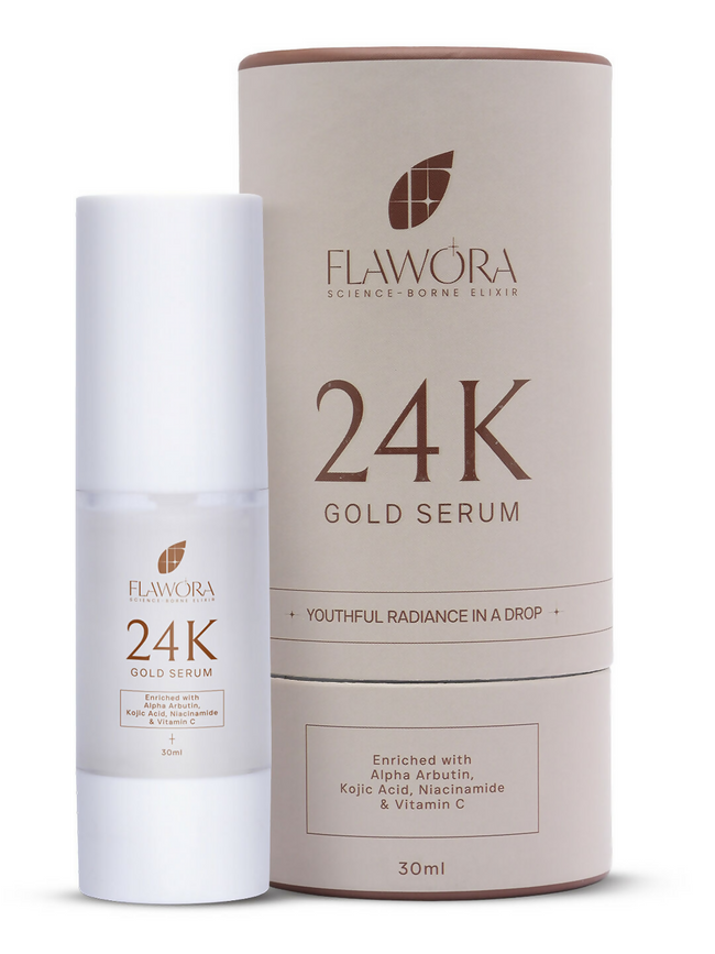 Flawora 24K Gold Face Serum With Vitamin C For Brightening & Anti-Aging Skin Hover Image