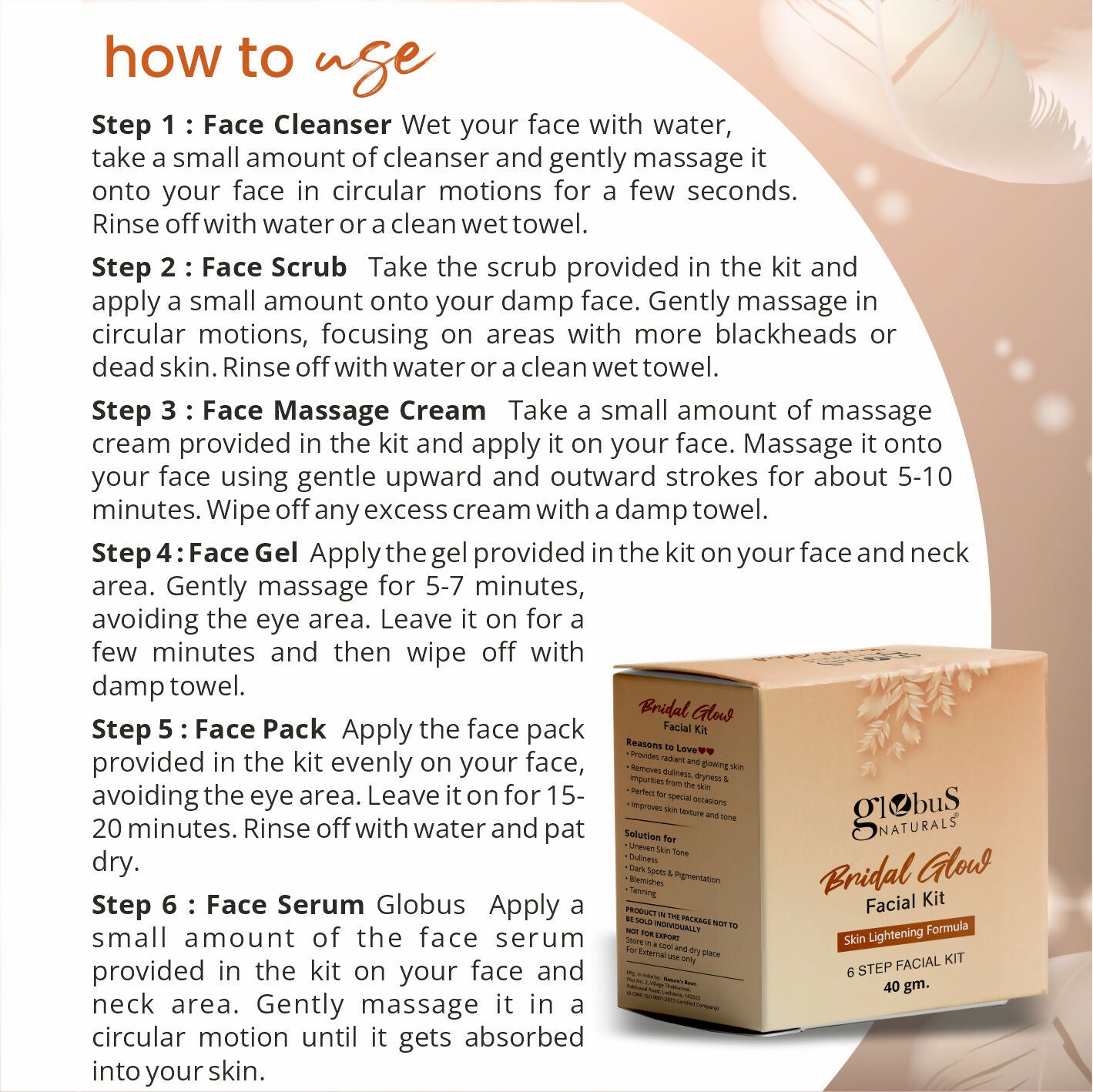 Globus Naturals Illuminating Bridal Glow 6 Step Facial Kit