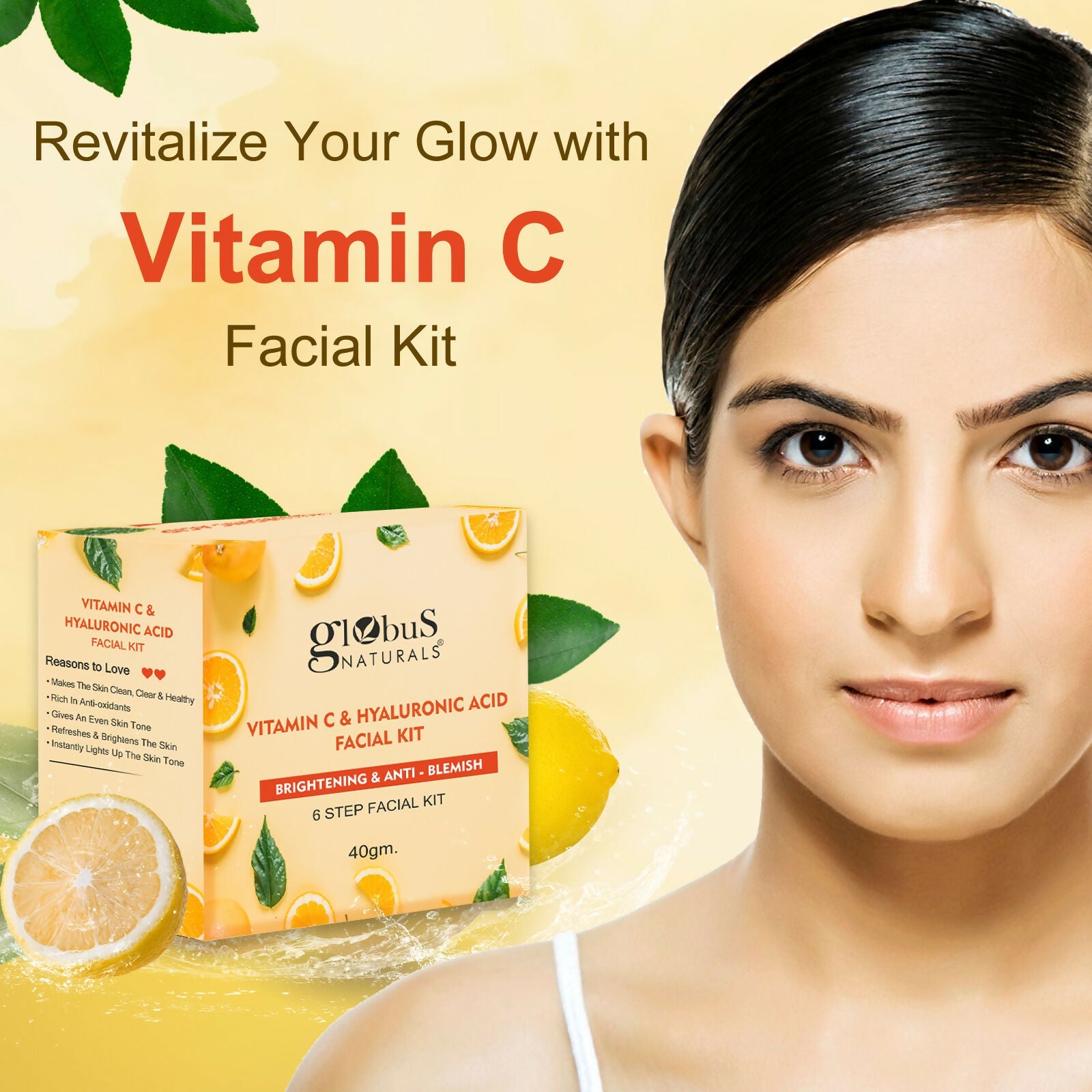 Globus Naturals Vitamin C & Hyaluronic Acid Facial Kit