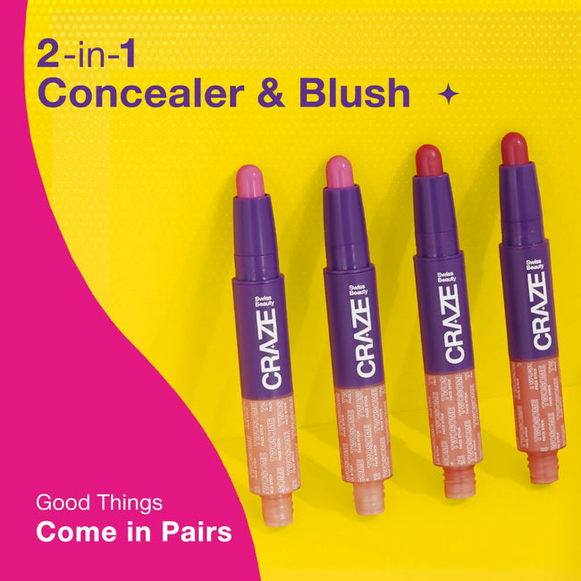 Swiss Beauty Craze Twosome Face Stick 2-In-1 Beauty Wand Concealer and Blush - 4 Deep - Pink Main Image