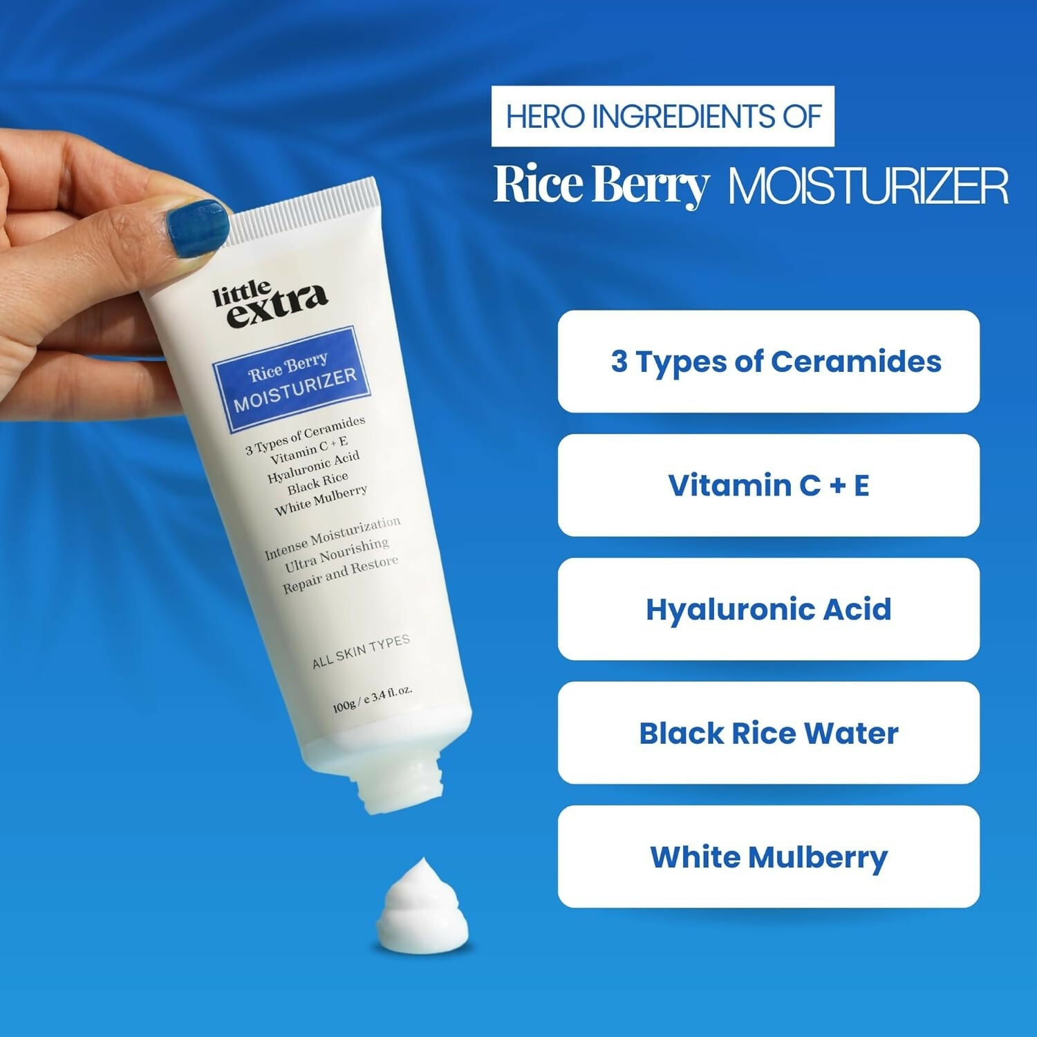 Little Extra Rice Berry Face Moisturizer, Lightweight & Non-Sticky for Glowing Skin, Brightening