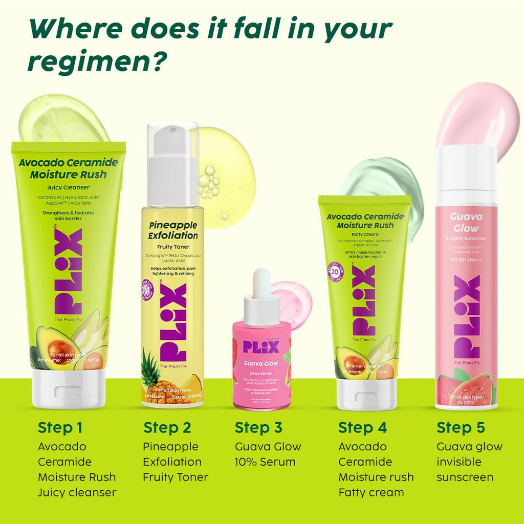 PLIX The Plant Fix Avocado Ceramide Moisture Rush Juicy Cleanser and Guava Moisturizer Combo