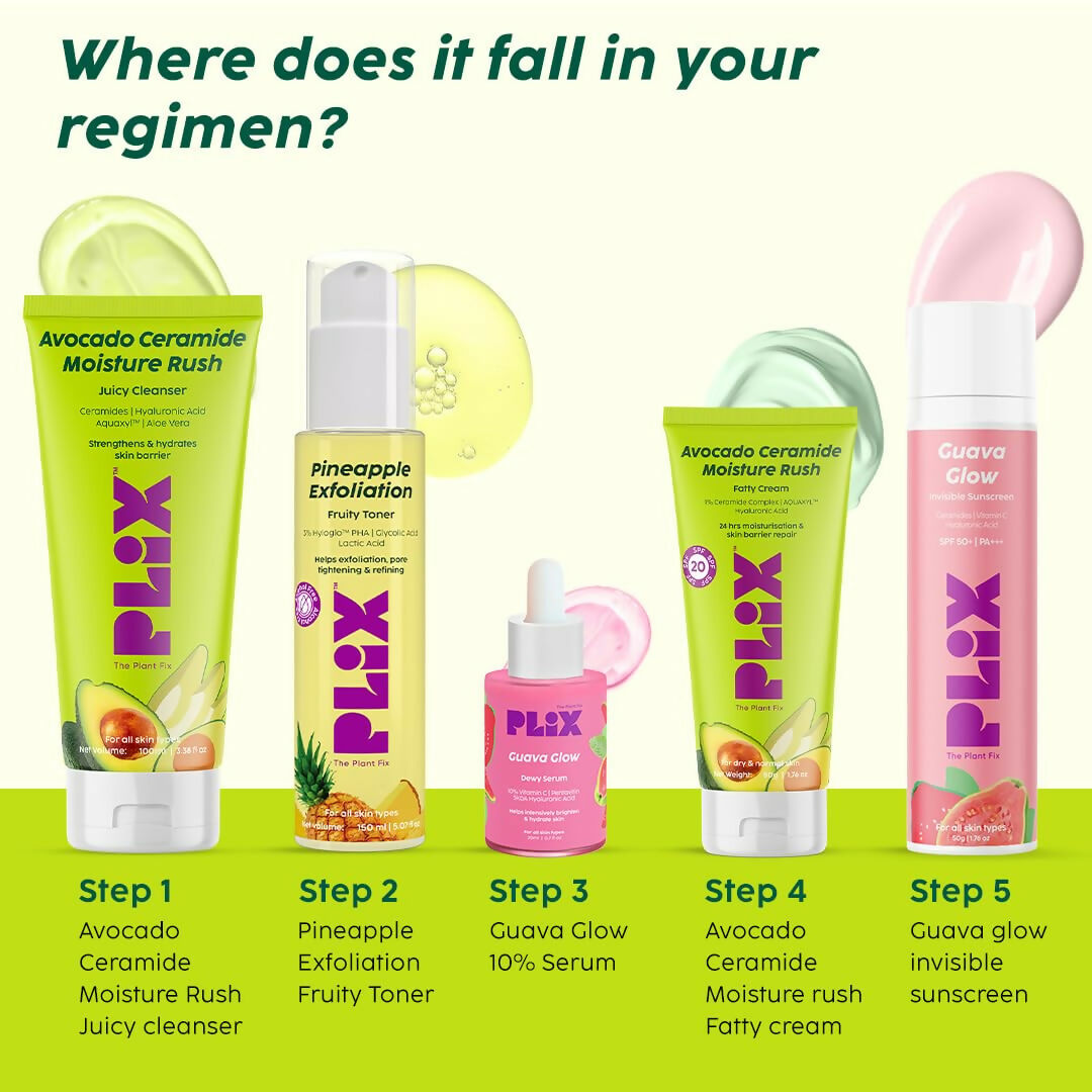 PLIX The Plant Fix Avocado Ceramide Moisture Rush Juicy Cleanser and Guava Moisturizer Combo